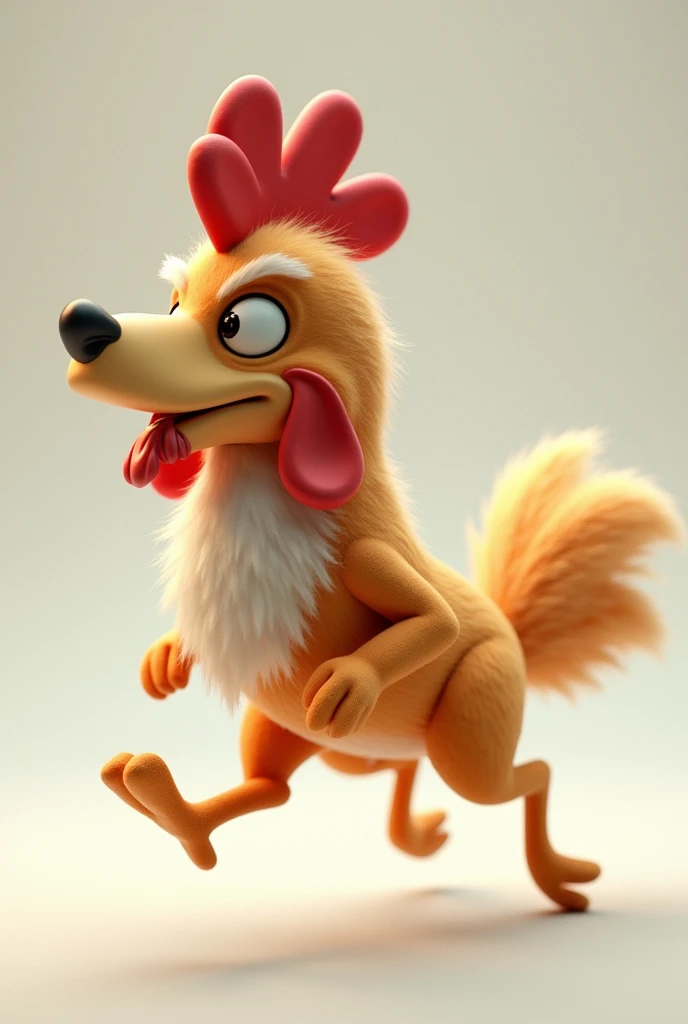 A 3d moving chicken head dog