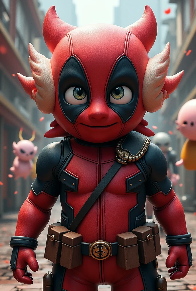 Deadpool image with a face of poring king poring saint poring poporing