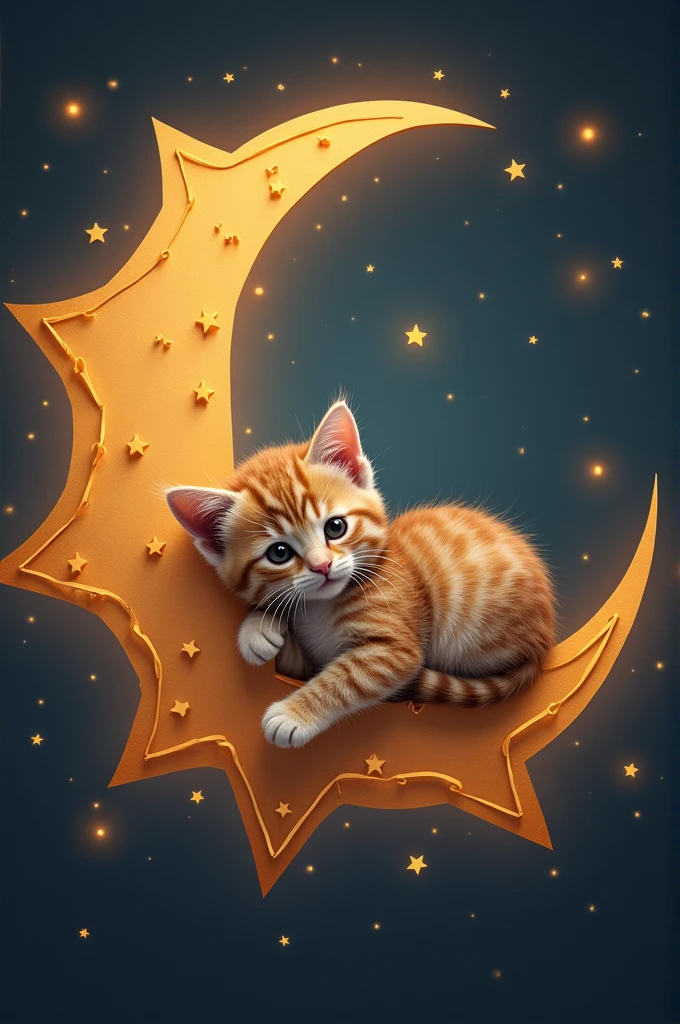 A cute cat lying on a star