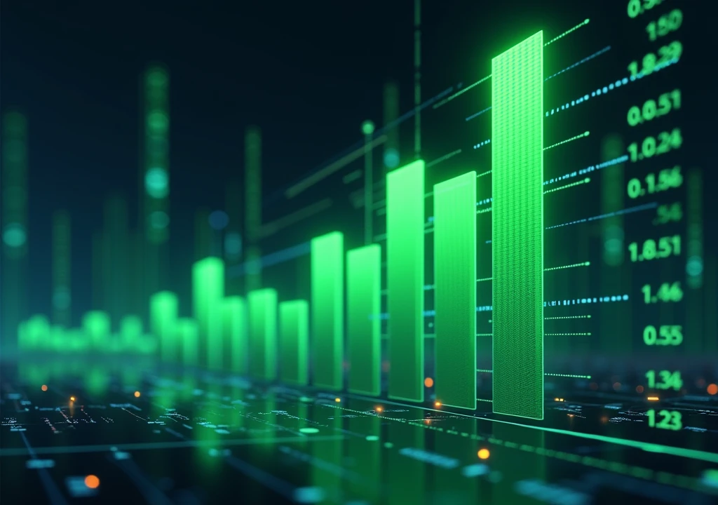 Stock market green graphic chat bar
