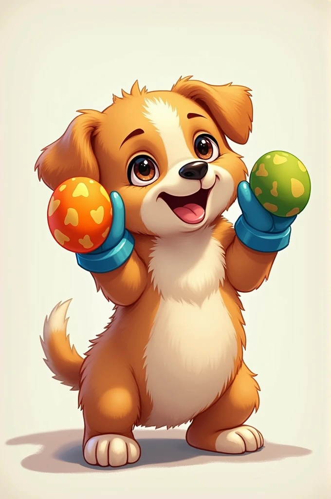 A dog with gloves