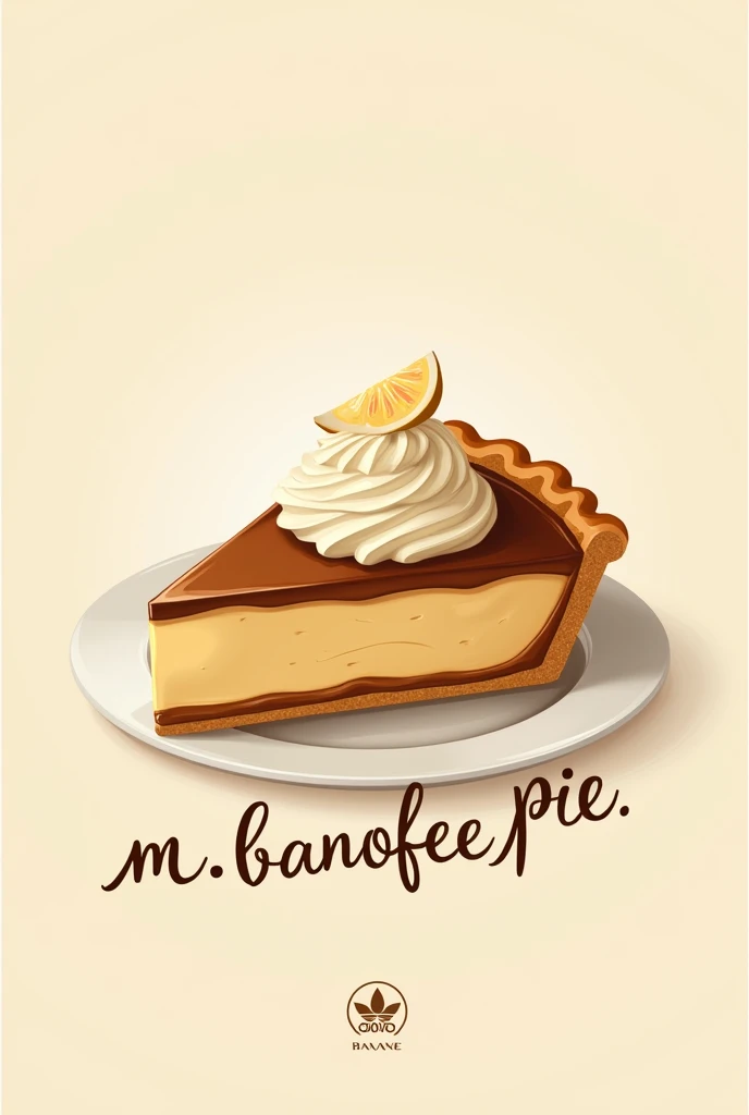  A stylish design featuring a stylized banoffee pie and the name “M. Banoffee” in a cursive font.