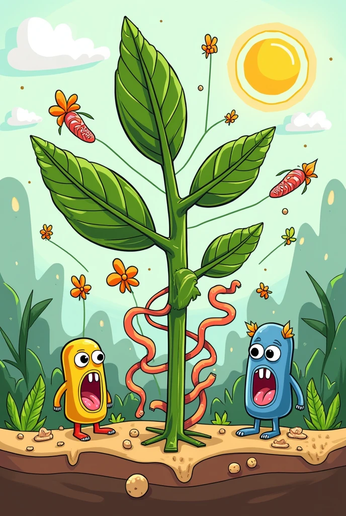 Design a cartoon-type drawing and express the functions performed by the three fundamental types of tissue in the plant.