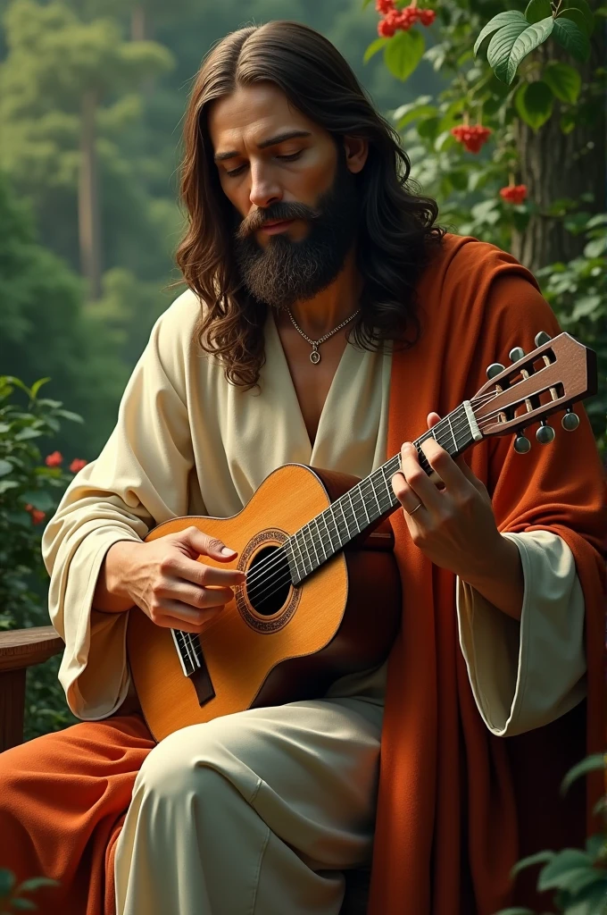 Jesus playing the 4-string cavaquinho