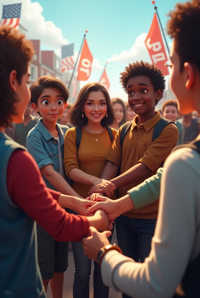voter holding hands