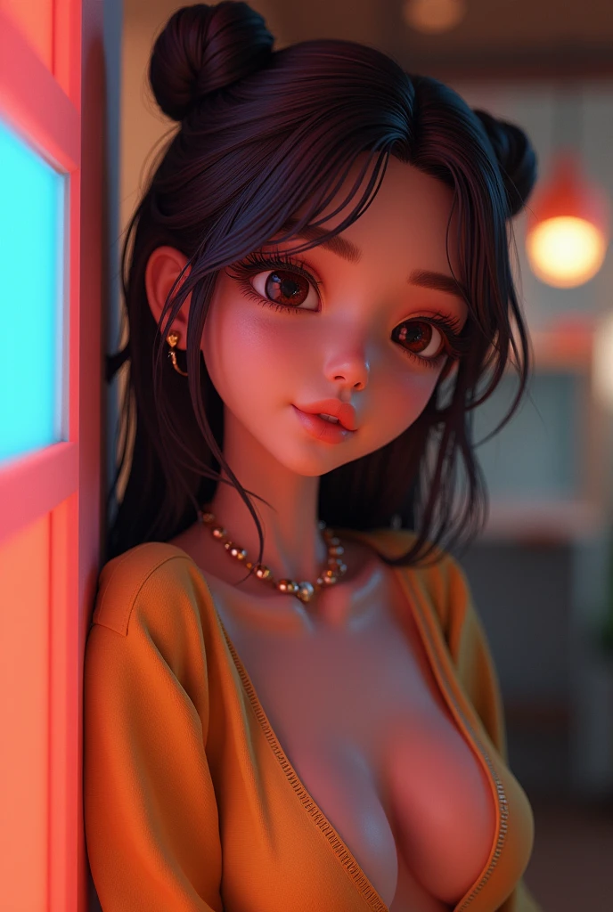 risa,casual outfit,face close up,(8k, best quality, masterpiece:1.2),(intricate details:1.4),(photorealistic:1.2),octane render, complex 3d render ultra detailed, studio soft light, rim light, vibrant details, ultra detailed, realistic skin texture, detailed face,(expressionless), extremely detailed CG unity 8k wallpaper, (detailed background:1.2) , cleavage, small tits, nude
