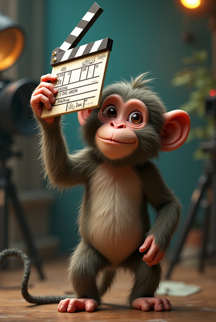 Image of a monkey with a movie cutting board