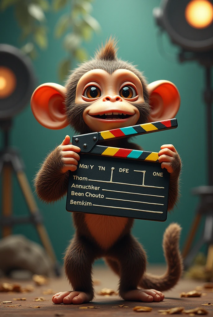 Image of a monkey with a movie cutting board