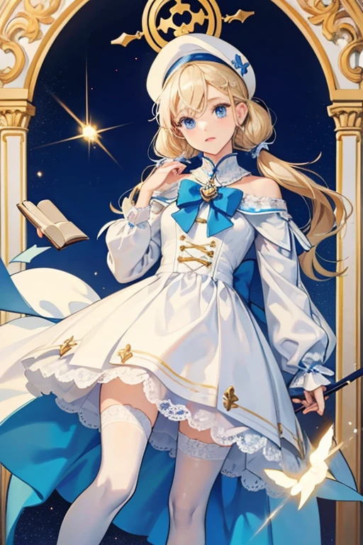 Barbara has a  ash blonde hair tied in pigtails and blue eyes.

She wears a white frock that is open at the shoulders and a large white and blue bow in the front along with white tights, white ankle boots, and a blue and white cap. Her Vision is attached to a gold-adorned spell-book with a light blue cover and a small cross charm hangs at her side. Her outfit, Innocent Longing, is described to be a Deaconess's uniform from the Church of Favonius with a unique Barbara streak running through it. SPARKLE; GLITTER