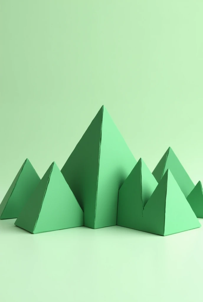 1 mountain made of cardboard Human made Main color green Simple 3D shape Fewer mountains smaller