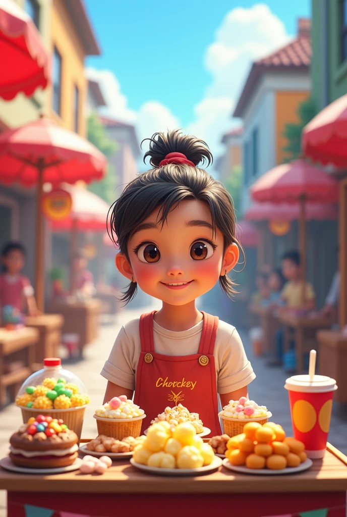 Girl selling snacks
