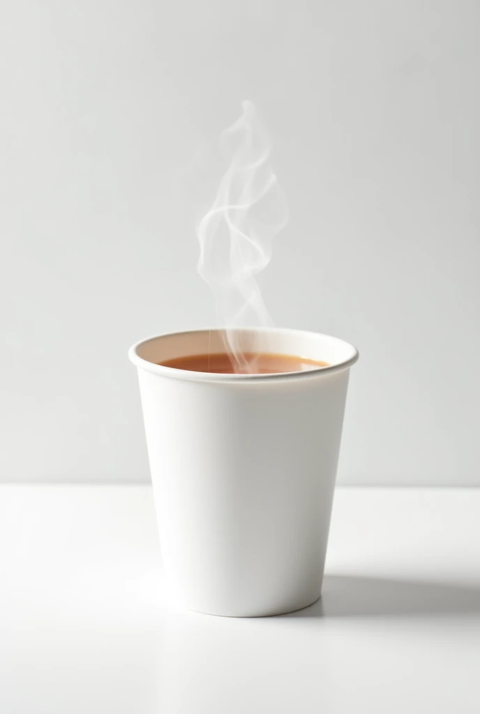 White cardboard cup, with tea drink, White background