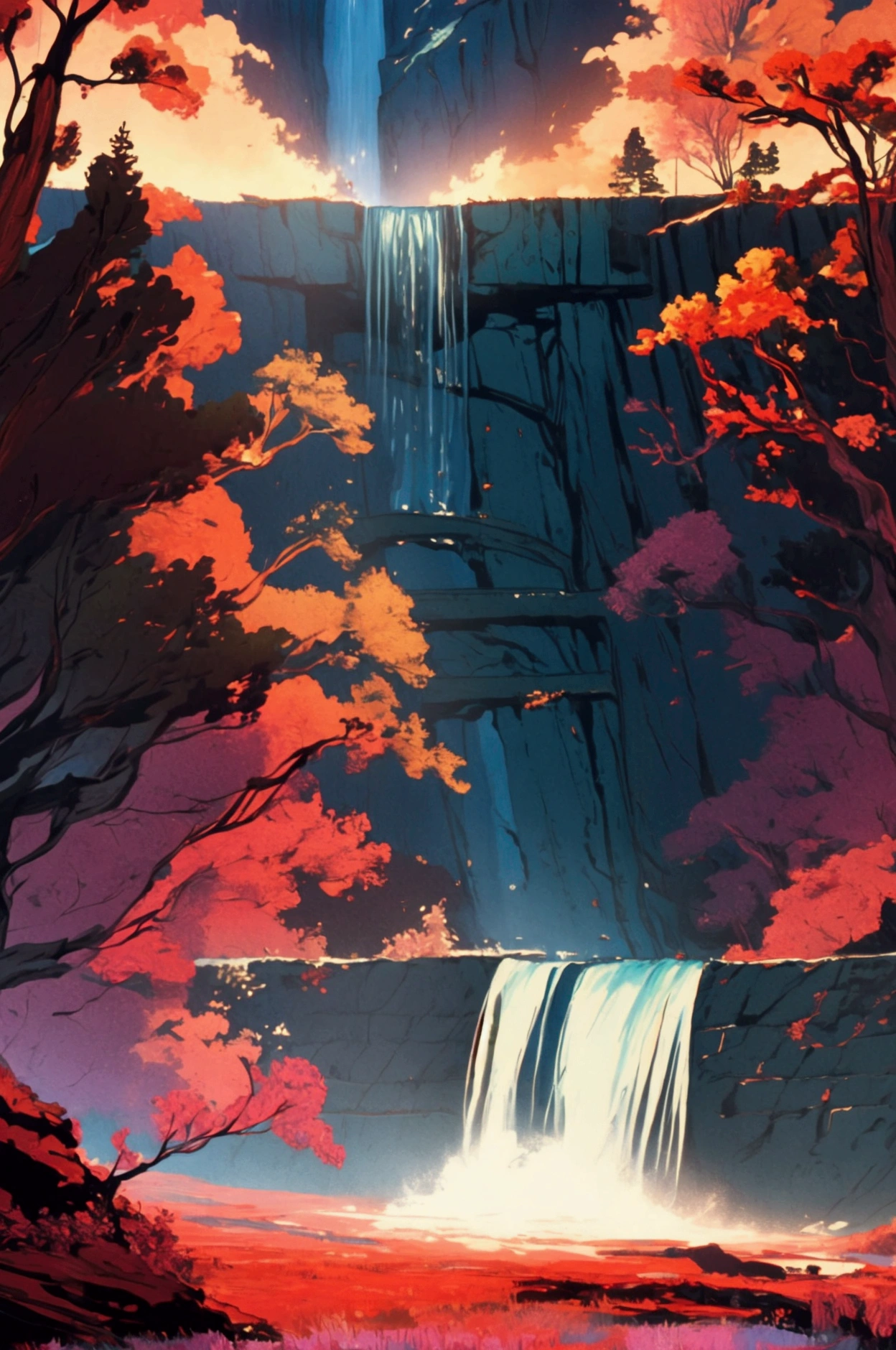 landscapes with a beautiful waterfall