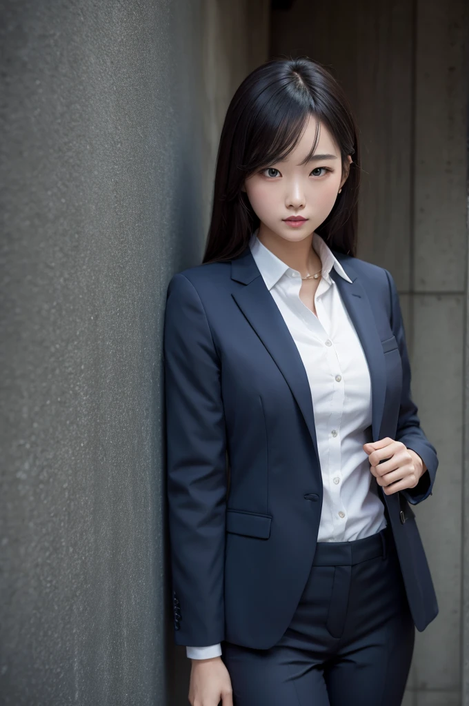 Wearing a half-length suit jacket