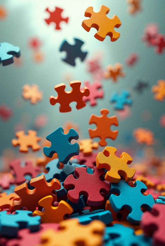 an image of a puzzle falling apart and the pieces being of various colors