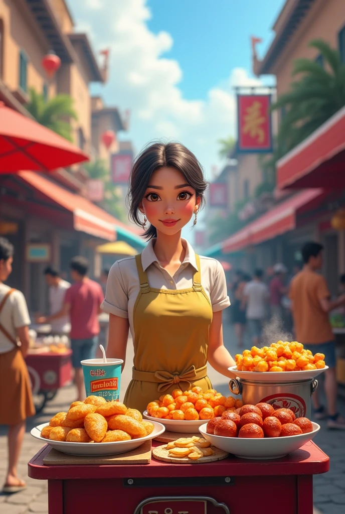 Woman selling snacks 
