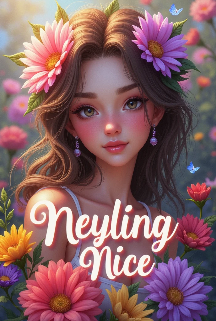 Image of name Neyling nice surrounded by flowers