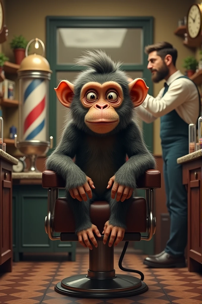 A monkey at the barber's
