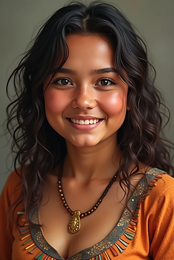 A realistic picture of a young Papua New Guinean chubby woman