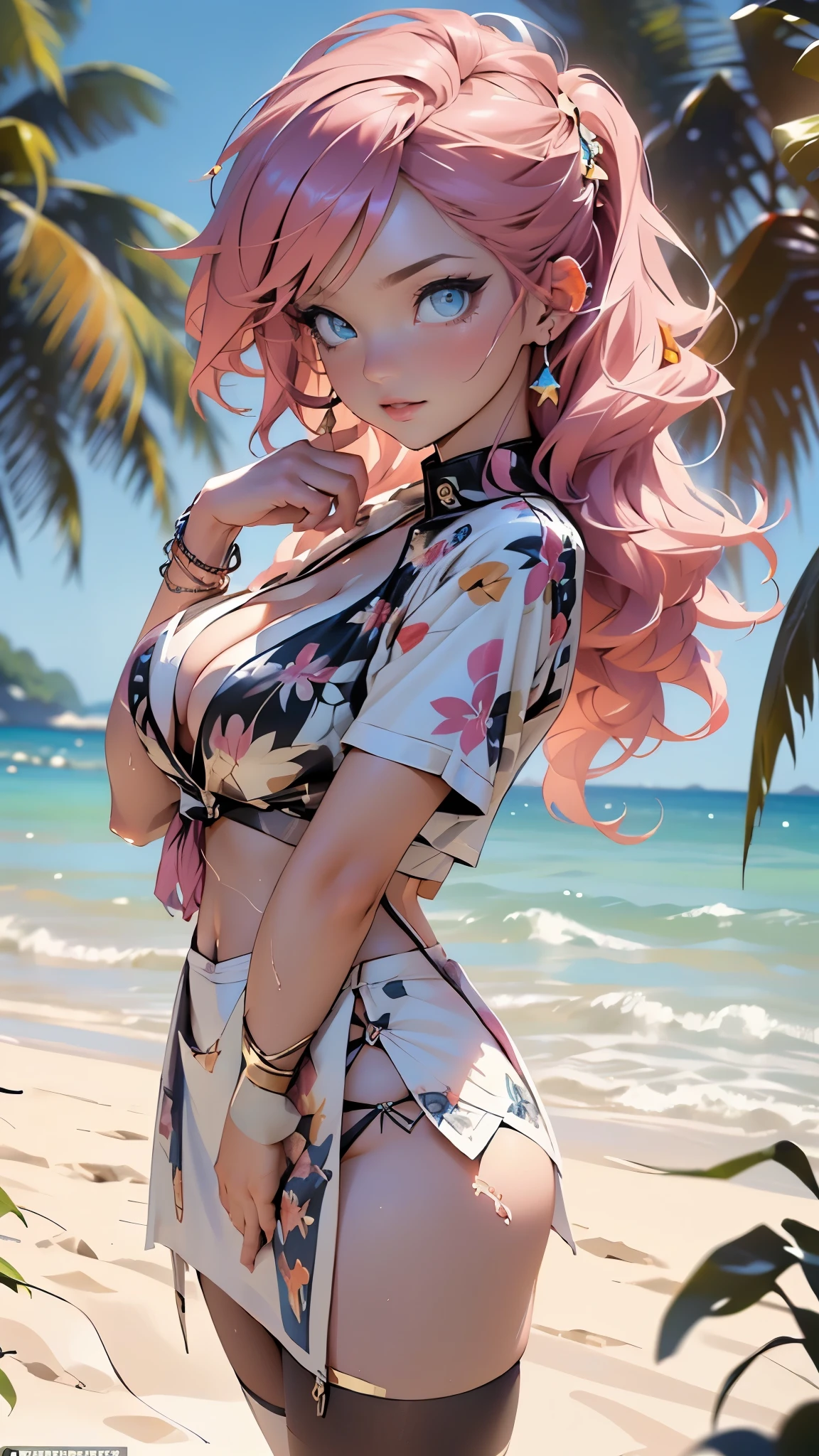 Greek goddess, serious and sexy face, has a face of supernatural beauty,long curly vibrant pink hair,pink hair,woman,1female,((milf,mom,mature,mature woman,4 female,adult)),

Her figure is extremely voluptuous,gigantic breasts,heavy breasts,(large breasts:1.5),saggy breasts,colored inner hair,((blue_eyes:1.3))),intricate eyes,beautiful detailed eyes,symmetrical eyes,((((lustrous skin:1.5,bright skin: 1.5,skin tanned,shiny skin,very shiny skin,shiny body,illuminated skin)))),(spider lower abdomen,narrow waist,wide hip,bimbo body,inflated legs,thick thighs),(((detailed face))),fitness hip,cracked abdominal muscle,large abdomen muscle,

(cute,slutty,sensual,seductive look,seductive,((erotic)),opulent,sumptuous,longingly,((nsfw)),

queen,goddess,fantasy,revealing clothing,show skin,zettai ryouiki,revealing clothing,skin show,((rave shirt with a dark pink print,rave miniskirt,visible thong straps)),(wearing a rave outfit:1.3,rave clothing,semi-naked,scantily clad),((clothes wet, intricate costume, intricate clothing)), bare belly, bare shoulders, golden bracelets,detailed outfit,cleavage,

(dynamic pose:1.0),arrogant face, arrogant smile,(centered,scale to fit dimensions,Rule of thirds),

outdoor,((beach rave party)),scenery:1.25,((intricate scenery)),((beach rave party background)),beach rave party atmosphere,Summer beach party,sand,beach party behind,harmonized orange sunset adding to the atmosphere of a summer beach party,beach party atmosphere,Boom festival,European rave,Cytorance festival,time golden,Ozora festival,sea,horizon,palm,palm trees,Christmas lights,

(Glossy rave ornaments),highres,sharp focus,(ultra detailed,extremely detailed),(photorealistic artwork:1.37),(extremely detailed CG unity 8k wallpaper),(((vibrant colors,vibrant theme))),(intricate),(masterpiece),(best quality),artistic photography,(photography taken by sldr),(intricate background),perfect rendered face,perfect face details,realistic face,photo realistic,((intricate detail)),(((re