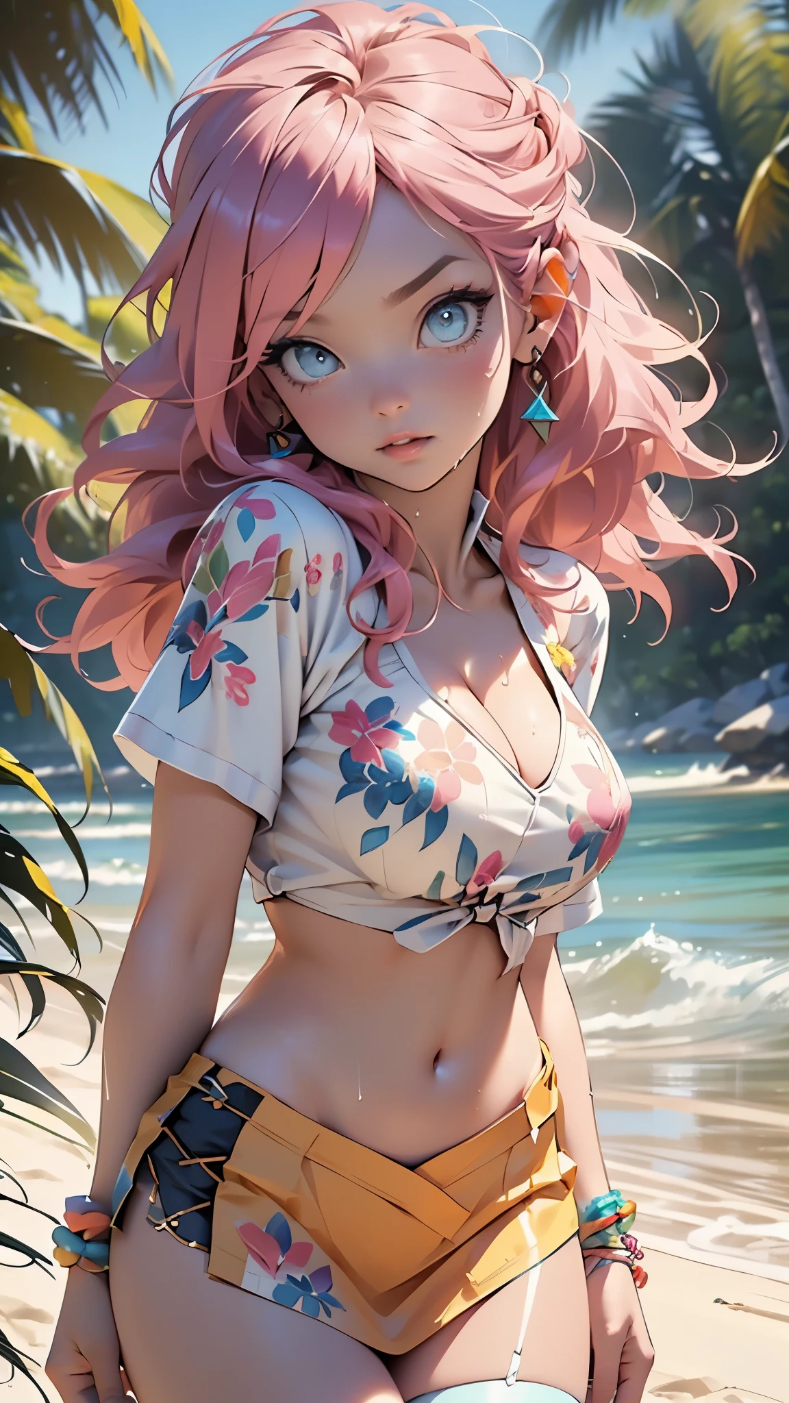 Greek goddess, serious and sexy face, has a face of supernatural beauty,long curly vibrant pink hair,pink hair,woman,1female,((milf,mom,mature,mature woman,4 female,adult)),

Her figure is extremely voluptuous,gigantic breasts,heavy breasts,(large breasts:1.5),saggy breasts,colored inner hair,((blue_eyes:1.3))),intricate eyes,beautiful detailed eyes,symmetrical eyes,((((lustrous skin:1.5,bright skin: 1.5,skin tanned,shiny skin,very shiny skin,shiny body,illuminated skin)))),(spider lower abdomen,narrow waist,wide hip,bimbo body,inflated legs,thick thighs),(((detailed face))),fitness hip,cracked abdominal muscle,large abdomen muscle,

(cute,slutty,sensual,seductive look,seductive,((erotic)),opulent,sumptuous,longingly,((nsfw)),

queen,goddess,fantasy,revealing clothing,show skin,zettai ryouiki,revealing clothing,skin show,((rave shirt with a dark pink print,rave miniskirt,visible thong straps)),(wearing a rave outfit:1.3,rave clothing,semi-naked,scantily clad),((clothes wet, intricate costume, intricate clothing)), bare belly, bare shoulders, golden bracelets,detailed outfit,cleavage,

(dynamic pose:1.0),arrogant face, arrogant smile,(centered,scale to fit dimensions,Rule of thirds),

outdoor,((beach rave party)),scenery:1.25,((intricate scenery)),((beach rave party background)),beach rave party atmosphere,Summer beach party,sand,beach party behind,harmonized orange sunset adding to the atmosphere of a summer beach party,beach party atmosphere,Boom festival,European rave,Cytorance festival,time golden,Ozora festival,sea,horizon,palm,palm trees,Christmas lights,

(Glossy rave ornaments),highres,sharp focus,(ultra detailed,extremely detailed),(photorealistic artwork:1.37),(extremely detailed CG unity 8k wallpaper),(((vibrant colors,vibrant theme))),(intricate),(masterpiece),(best quality),artistic photography,(photography taken by sldr),(intricate background),perfect rendered face,perfect face details,realistic face,photo realistic,((intricate detail)),(((re