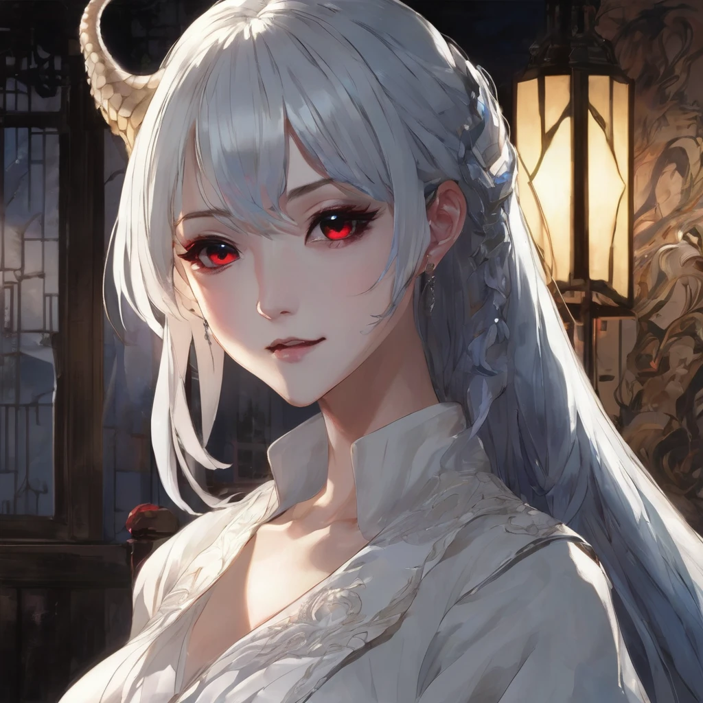 One girl, Long Hair、White Hair、Silver Hair.jagged teeth.
Pointy Ears, masterpiece, とてもLong Hair, Gray Hair, Lady wearing a white dress、テレサ姫は吸血鬼でjagged teethを持つ舌の長い巨胸な令嬢です。White wax skin、Dark Background、Suspicious background、Pale background、Bed in a dark room、Red colored eyes, Blue Mouth、masterpiece, Gaze, Bangs between the eyes, Female monster、Beautiful Vampire、White wax skin、Show your fangs、Attacking a person、Snake-like eyes、Royal Vampire、Gothic、masterpiece, High resolution, accurate, smile, Open your mouth a little, Attacked by tentacles