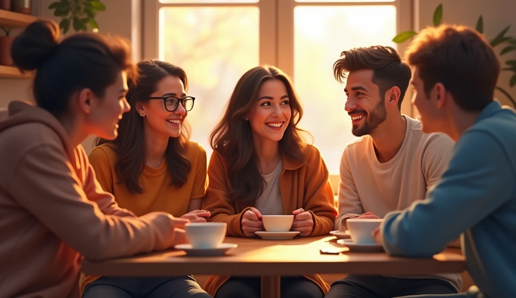 A group of friends convincing a person for a meeting
