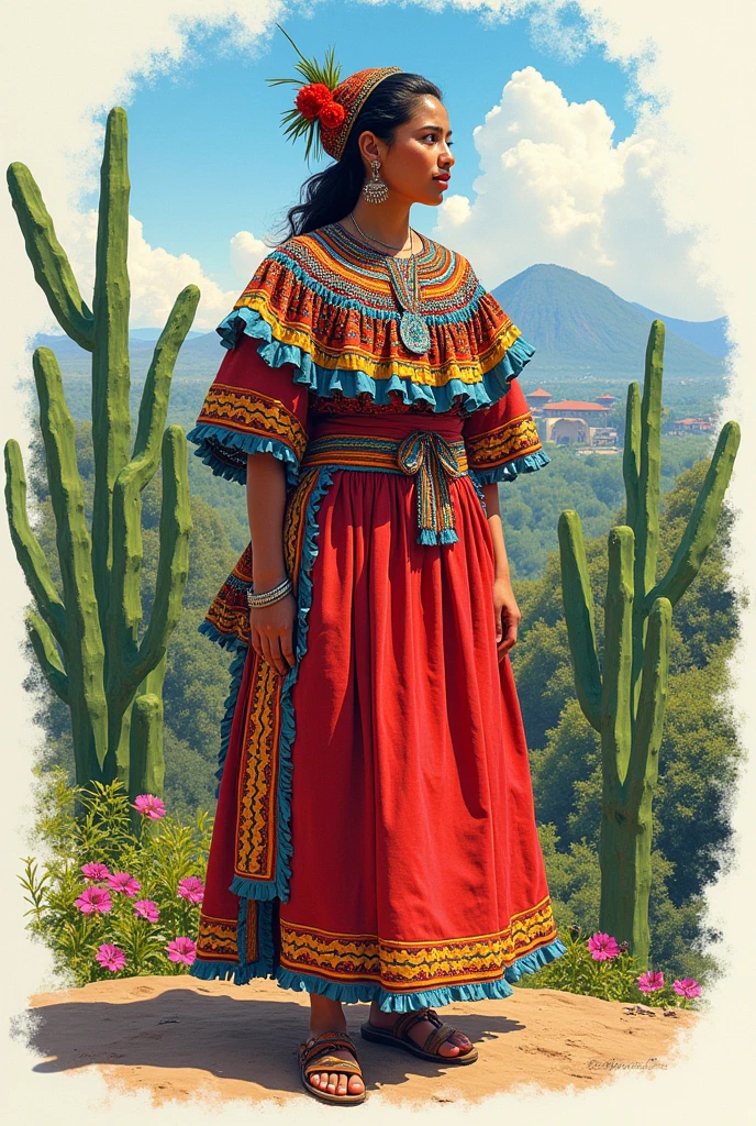 Typical Nicaraguan costume drawing