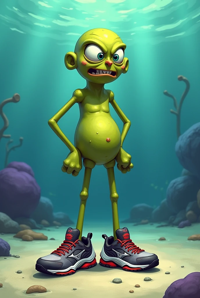 crie o plankton do Bob esponja, make him wear sneakers, preferably Mizuno brand and pro 8 model