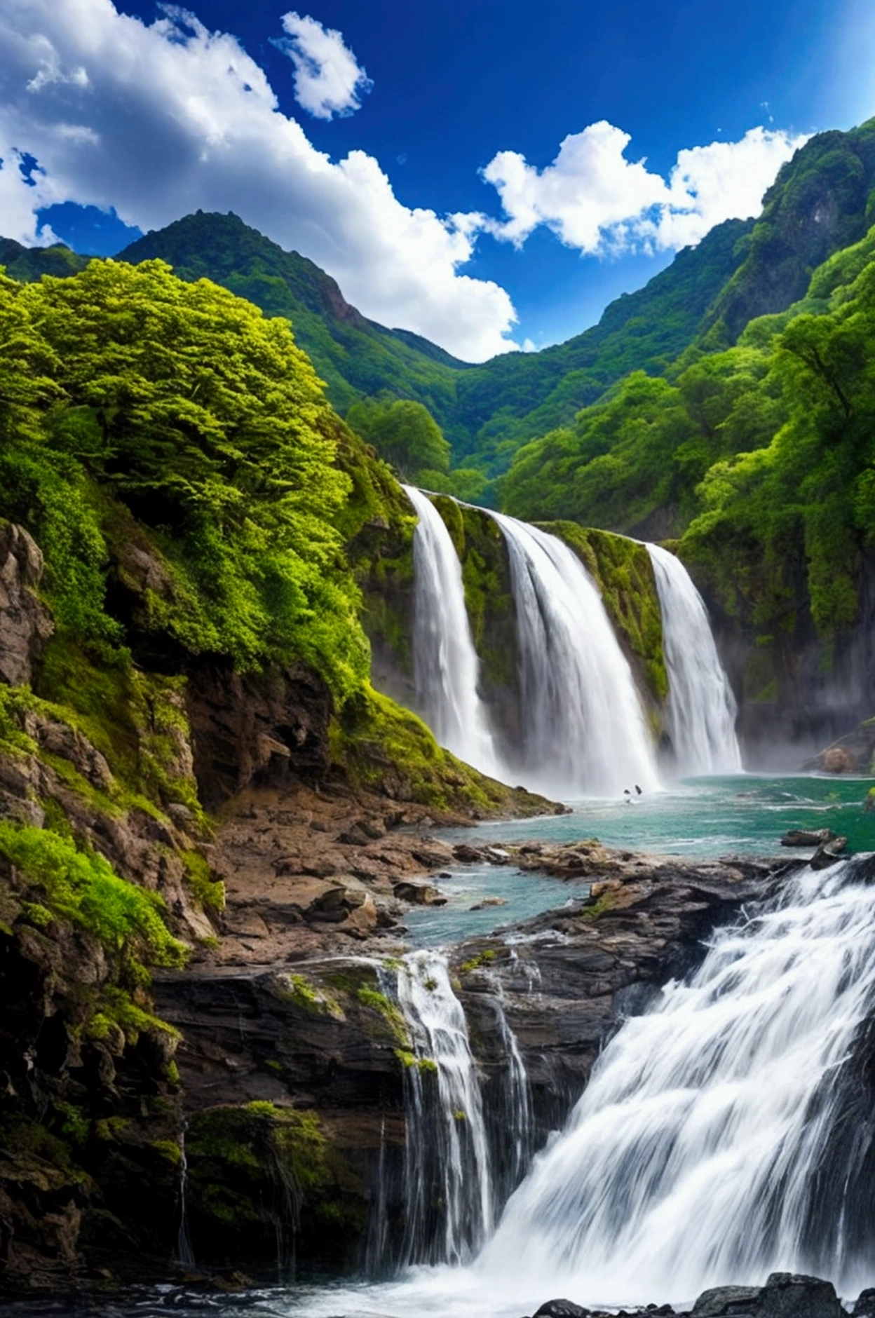 landscapes with a beautiful waterfall