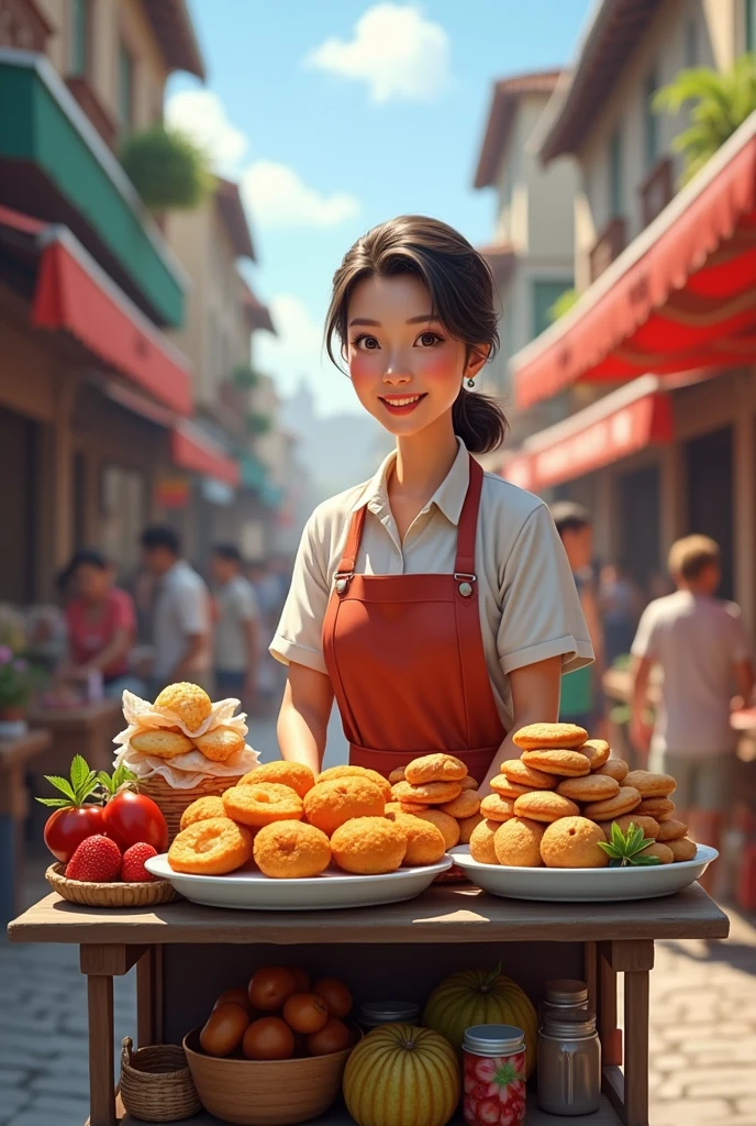 Woman selling snacks 
