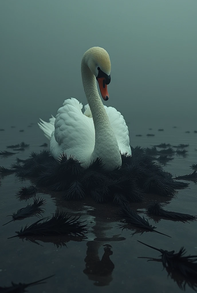 all the removed feathers were black and the swan is death
