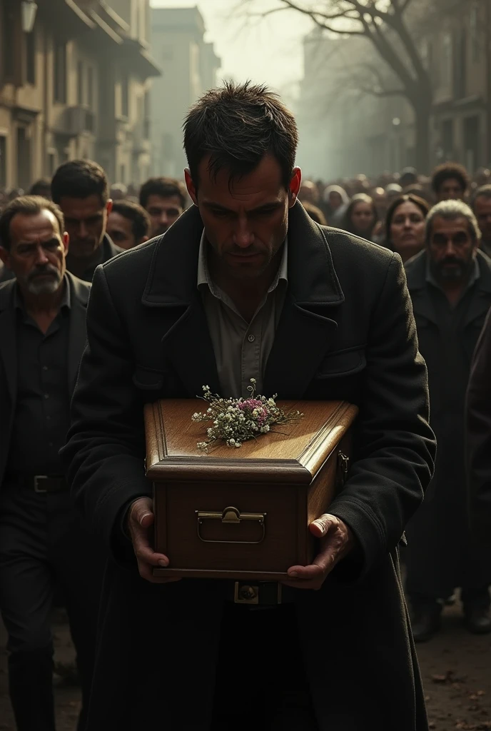 Margarito carrying his daughter's coffin