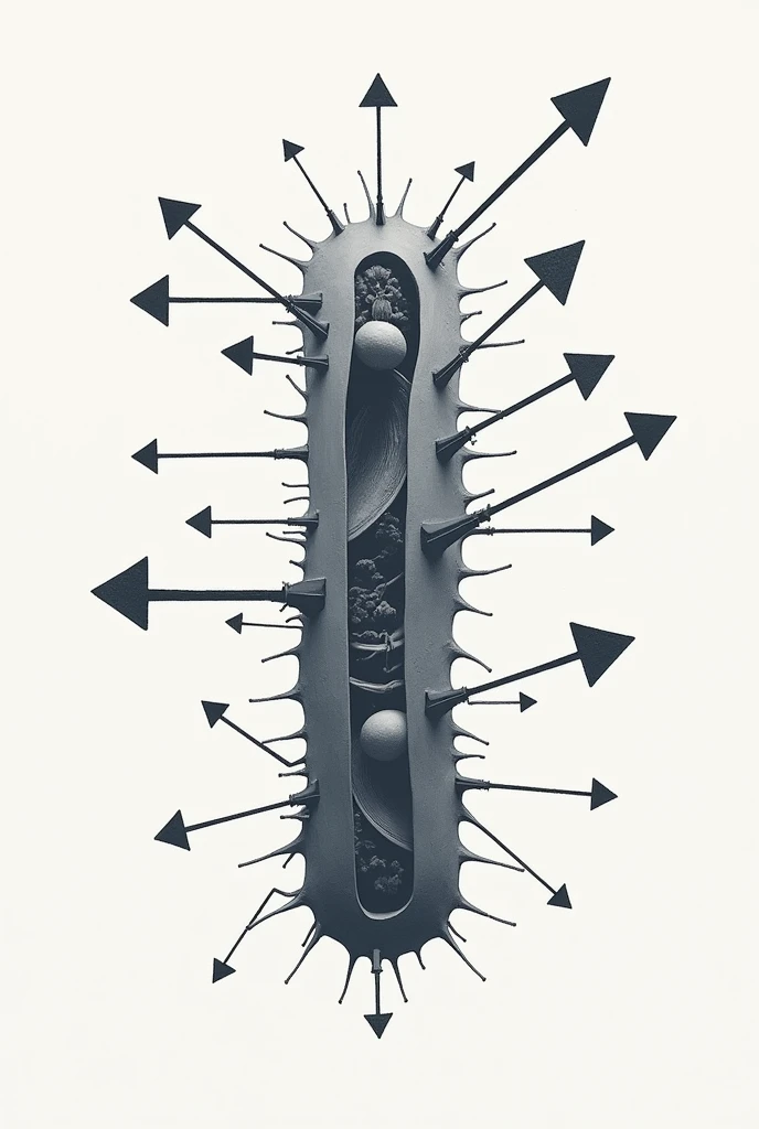 Corynebacterium but with arrows show me its parts in a more conceptual way