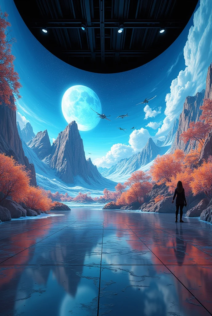 (masterpiece:1.2,Exceptional Quality,mirror-like,Cinematic Experience,Photorealistic:2.0,RAW Photos:2.0,Super detailed),8k,wallpaper,(Representing mapping:2.0),(highly detailed immersive experience room:2.0),Immersive Exhibition, art exhibition, interior design of immersive mapping room:2.0),(Draw the front view:2.0),(Avant-garde design:2.0),(Drawing detailed mapping exhibition:2.0),(Numerous notes about the settings:2.0),(Beautiful exhibition,Beautiful Exhibition Architecture)