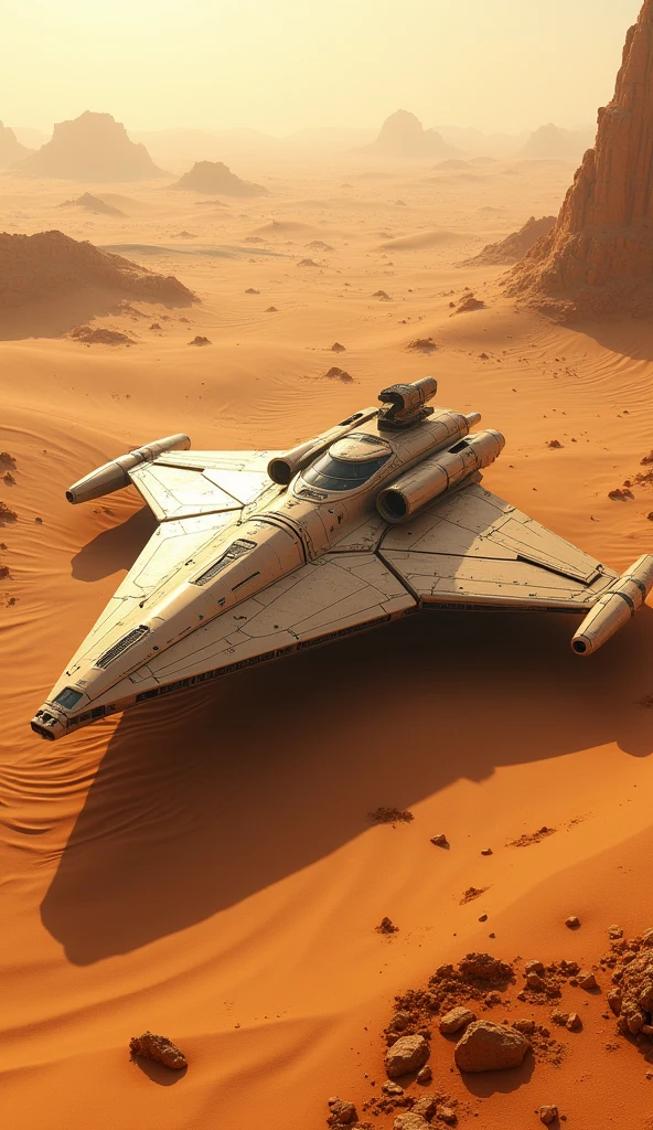 Star cruiser ship was in the middle of the desert 8k images