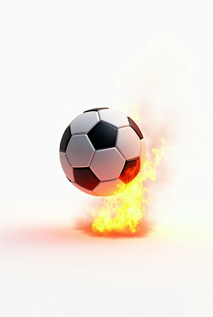 Soccer ball with fire below animated on white background