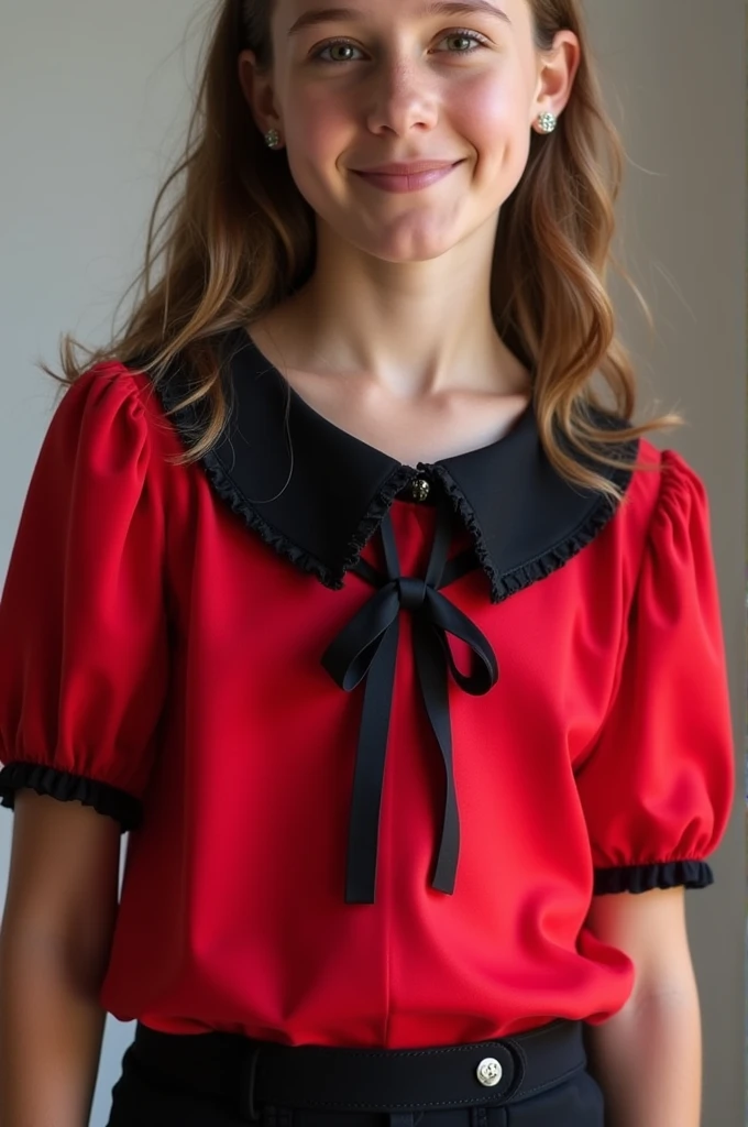 Make a blouse for my daughter's interclass with the colors red and black