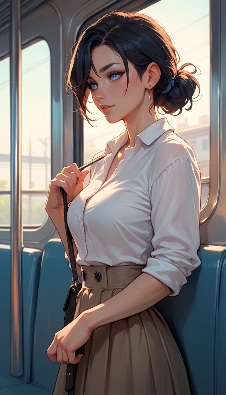 girl black hair blue eyes in a train getting fingered by an unknown so she rolled her eyes