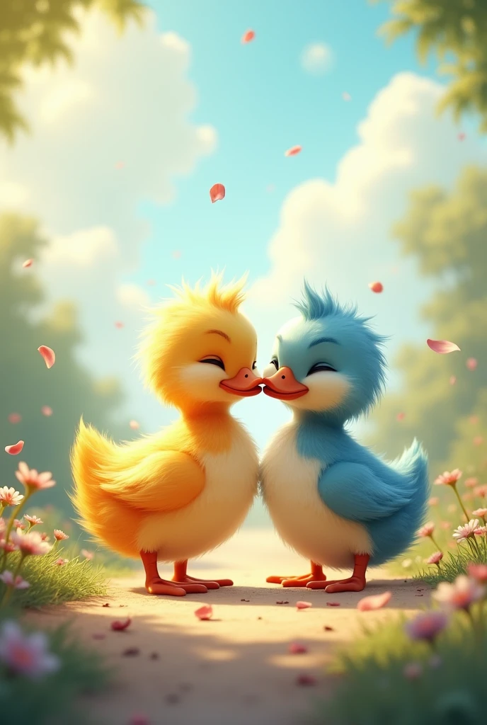 duck throwing a very tender kiss