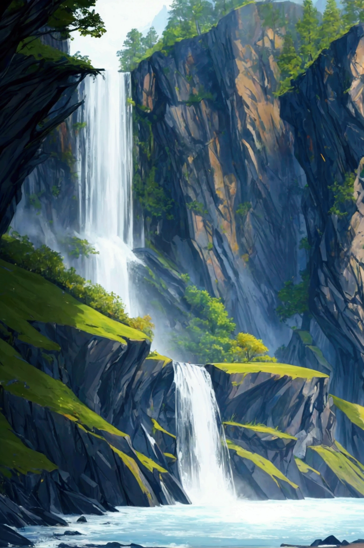 landscapes with a beautiful waterfall