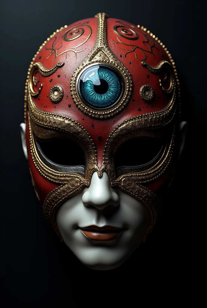 (photorealism:1.2) , On black background, a men&#39;s mask, Venice Carnival, with the Sharingan coming out of the shadows 