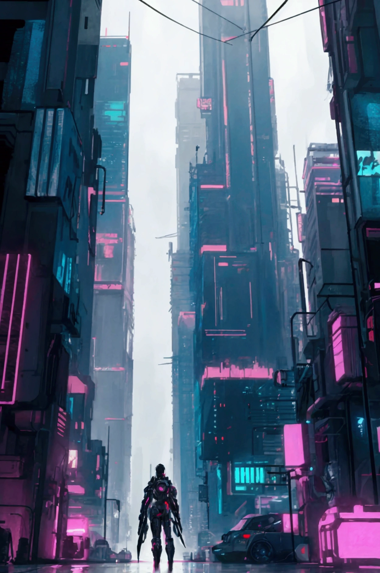Generates a futuristic cyberpunk scenario