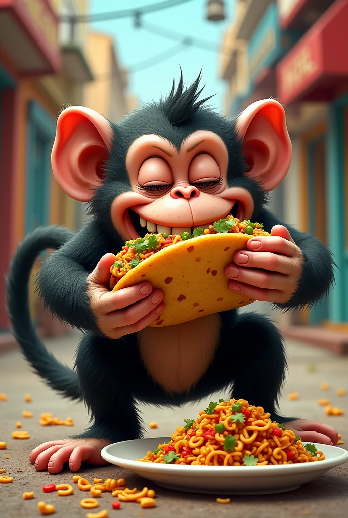 Monkey eating a taco