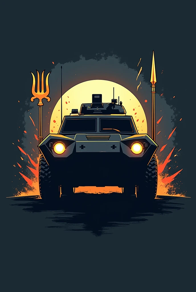 Sideview sillohuette Amphibious Assault Vehicle Logo with cross trident and spear and a bit of lightning