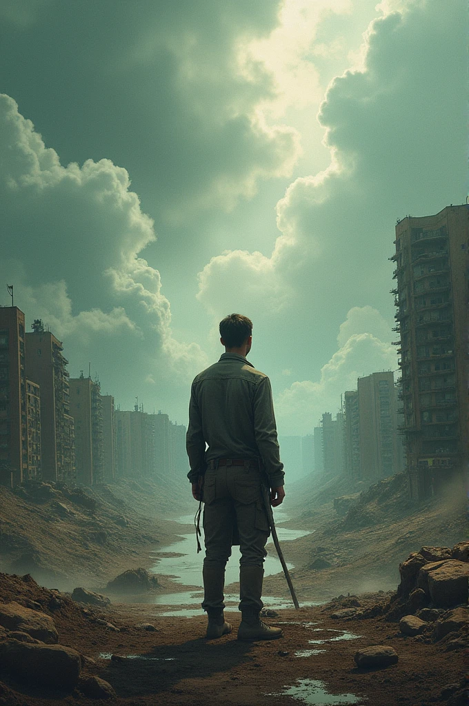 Create a cover for a movie called The Last Horizon about environmental disasters