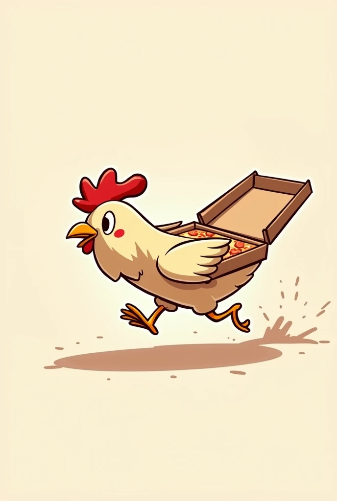 I want an icon of a chicken running with a pizza box.