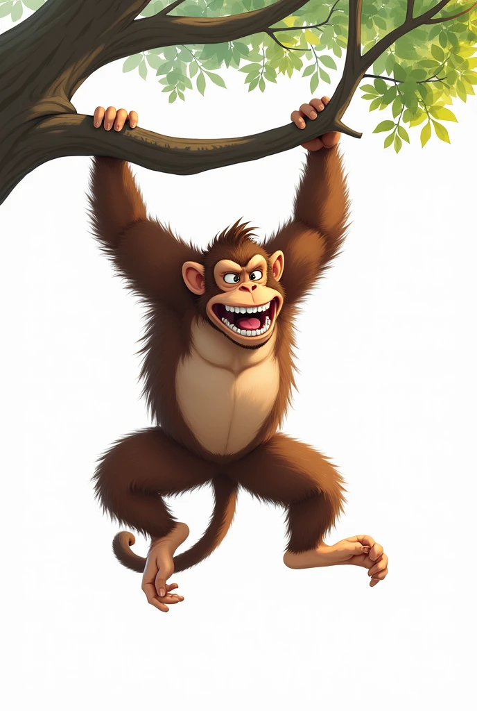 I would like to create a large animated monkey hanging from a branch to print with a white background with the following measurements: 139,7 x 210 mm 