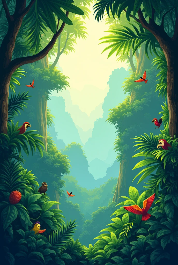A simple drawing digital artwork campaigning for the protection of the Tropical rain forest