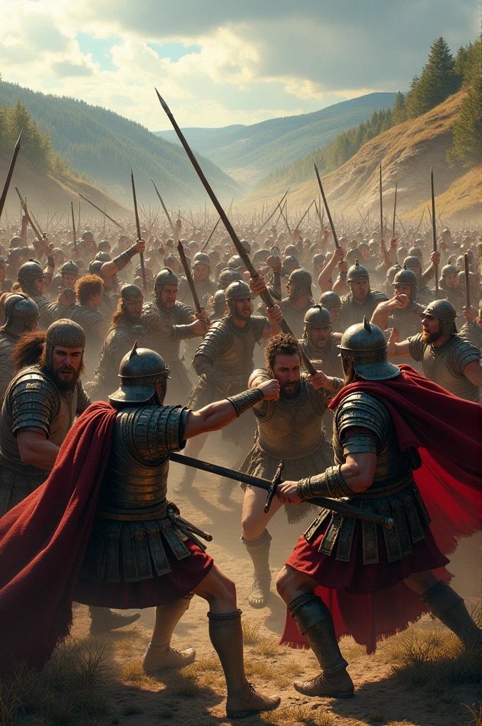 Roman Empire with Barbarians fighting